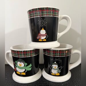 Festive Tara Reed Coffee Cups Christmas Jolly Penguins
Set Of 3